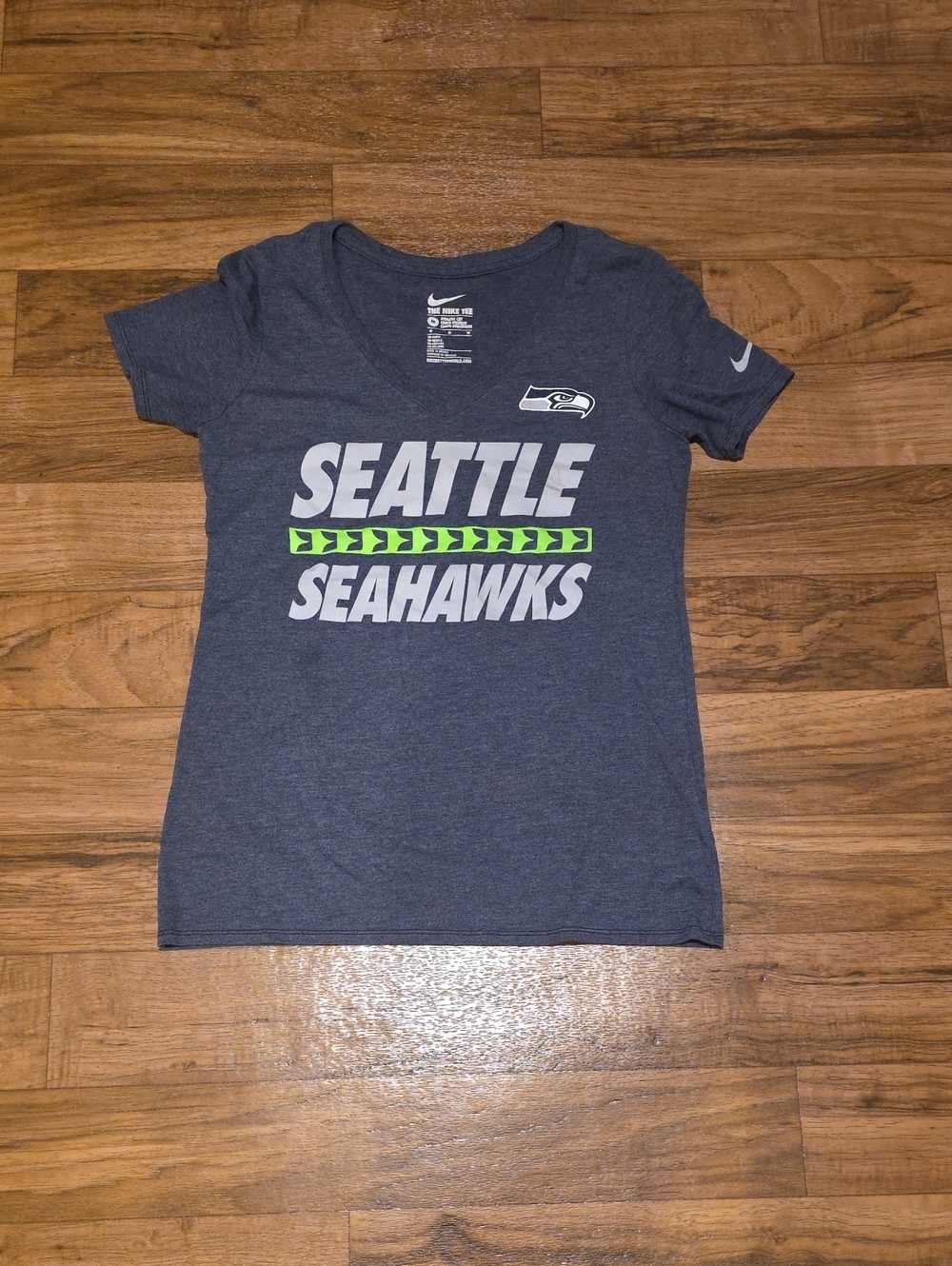 Nike Navy Seattle Seahawks Tee with Lime Accent